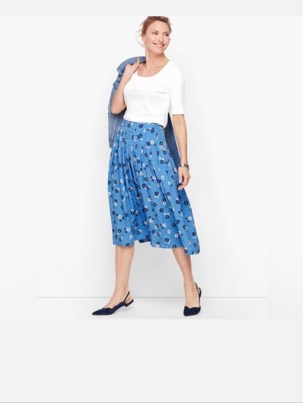 Talbots Daisy Dot Pleated Skirt Summer Chic Flowy Girly Spring